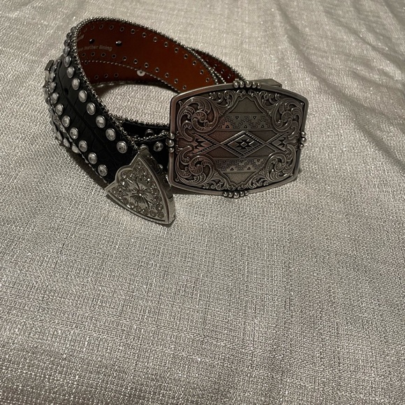 Blazin Roxx Accessories - Blazin Roxx Black Leather Western Belt with Ornate Silver Buckle